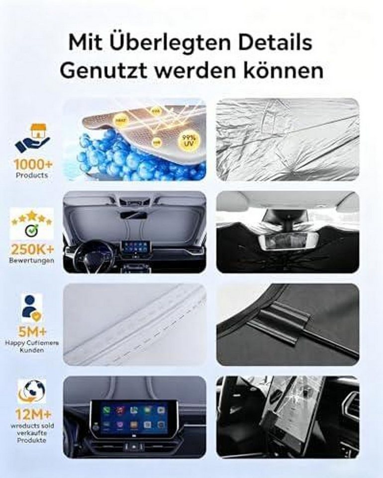 FELIXLEO Autosonnenschutz Auto Sonnenschutz Frontscheibe 163x82cm Hitzeschutz Abdeckung