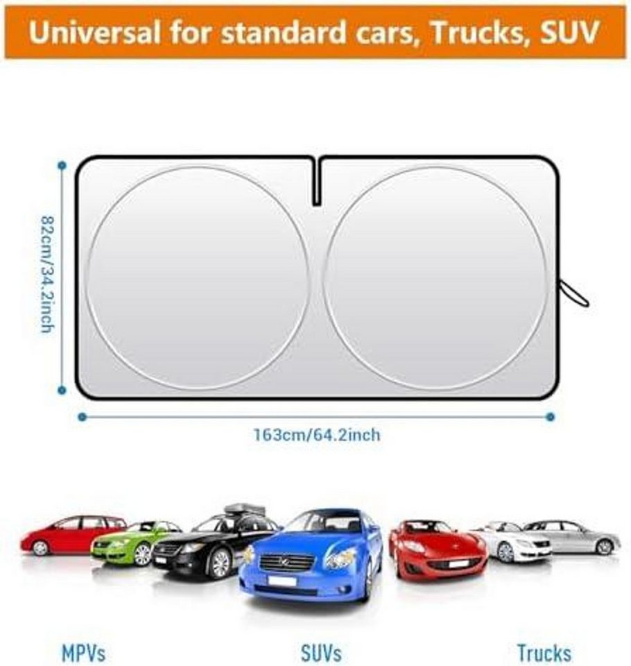 FELIXLEO Autosonnenschutz Auto Sonnenschutz Frontscheibe 163x82cm Hitzeschutz Abdeckung Bild 2