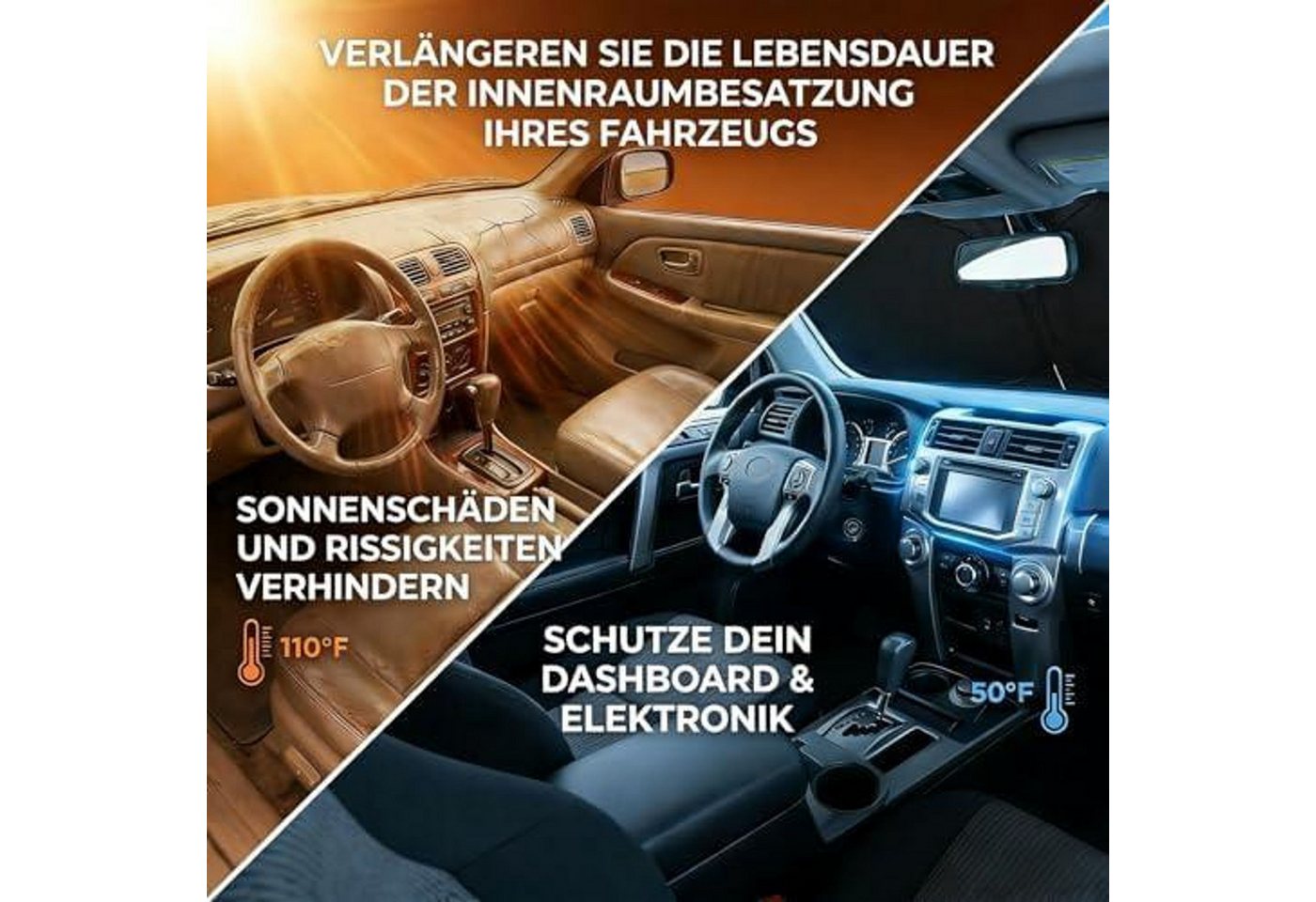 FELIXLEO Autosonnenschutz Auto Sonnenschutz Frontscheibe 163x82cm Hitzeschutz Abdeckung Bild 3