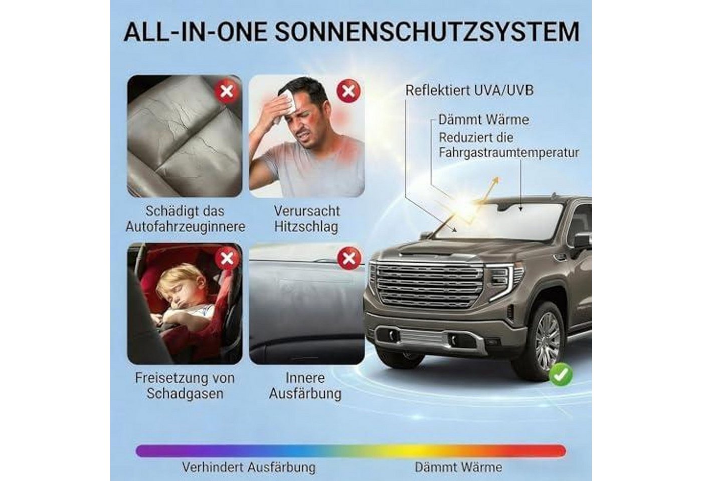 FELIXLEO Autosonnenschutz Auto Sonnenschutz Frontscheibe 163x82cm Hitzeschutz Abdeckung Bild 5