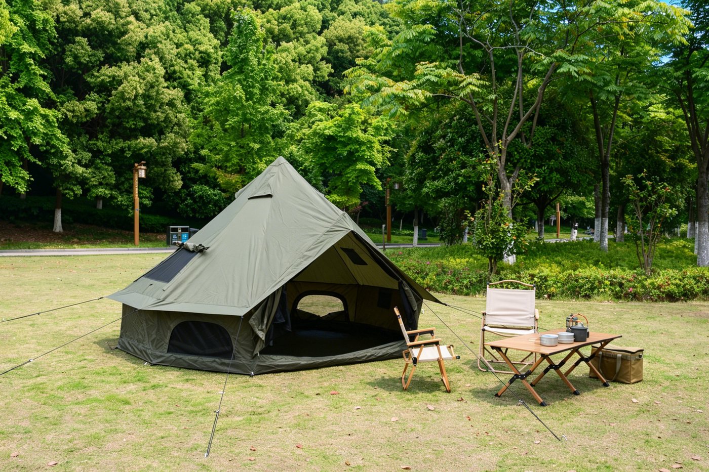 i@home Tipi-Zelt Glamping Zelt 3m Ø Oxford, Personen: 4 (wasserdicht, 4 Jahreszeiten, Campingzelt mit Ofenabzug, Moskitonetze, 1 tlg., geräumiges Familien-Bellzelt für Camping, Festival), Gruppenzelte für Winter & Sommer, BxLxH: 3X3x2m Bild 4