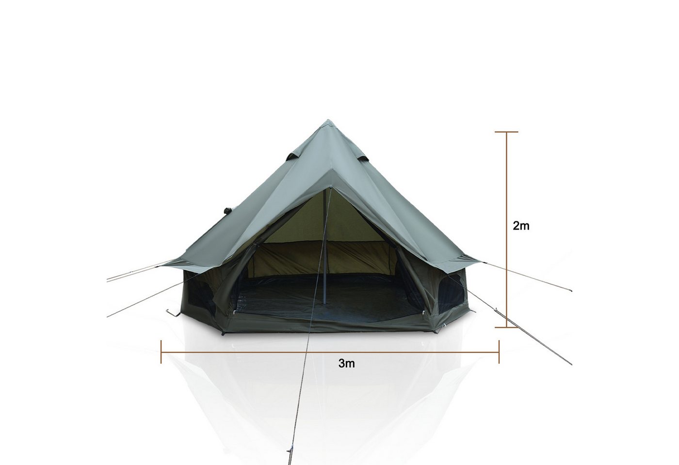 i@home Tipi-Zelt Glamping Zelt 3m Ø Oxford, Personen: 4 (wasserdicht, 4 Jahreszeiten, Campingzelt mit Ofenabzug, Moskitonetze, 1 tlg., geräumiges Familien-Bellzelt für Camping, Festival), Gruppenzelte für Winter & Sommer, BxLxH: 3X3x2m Bild 5