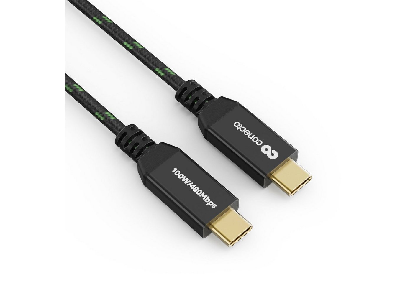 conecto conecto USB-C auf USB-C Lade-Kabel USB 2.0 Schnellladefunktion vergold USB-Kabel, (100 cm)