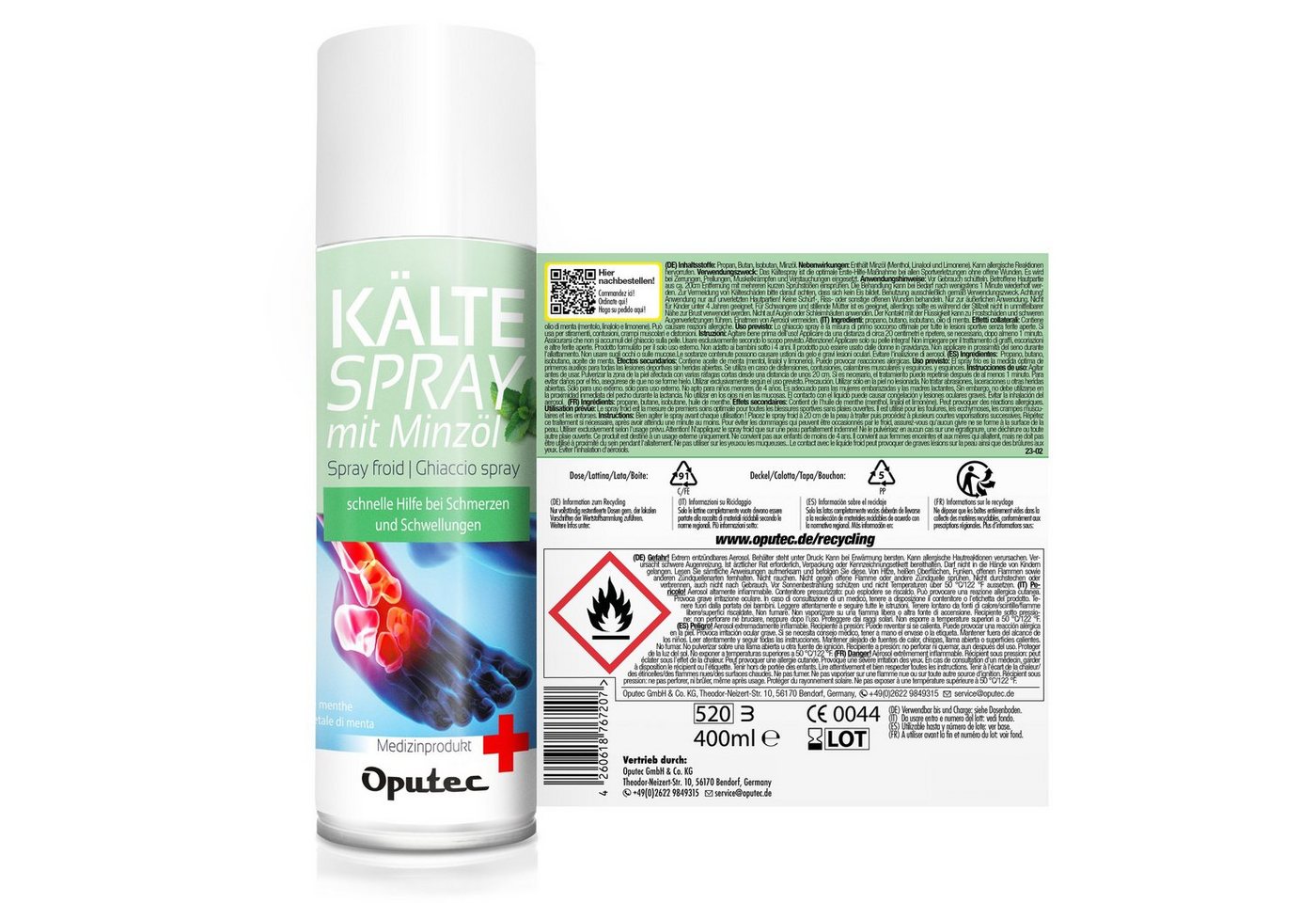 Oputec Erste-Hilfe-Set 6x400ml Oputec Kältespray mit Minzöl - Erste-Hilfe Kühlspray Eisspray, (Spar-Set) Bild 2