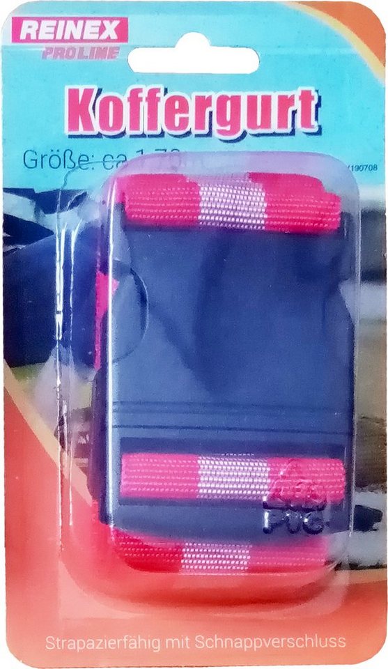 Reinex Koffergurt KOFFERGURT 1,7m mit Schnappverschluss Kofferband Gepäckgurt 43 (Rot), Gepäckband Koffergürtel Kofferband Sicherheitsgurt Koffer Band Gurt Bild 2