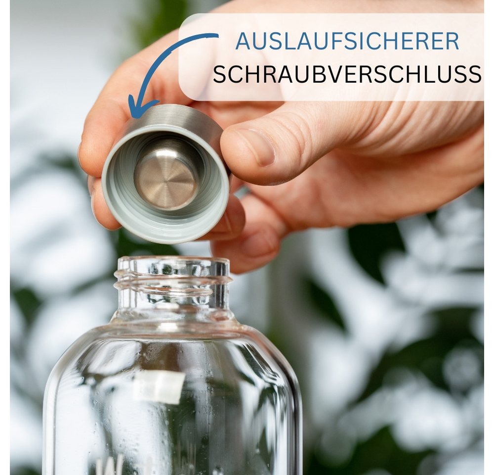WESTMARK Trinkflasche aus Glas mit Aufdruck, inkl. Schutzhülle, 550 ml, Viva