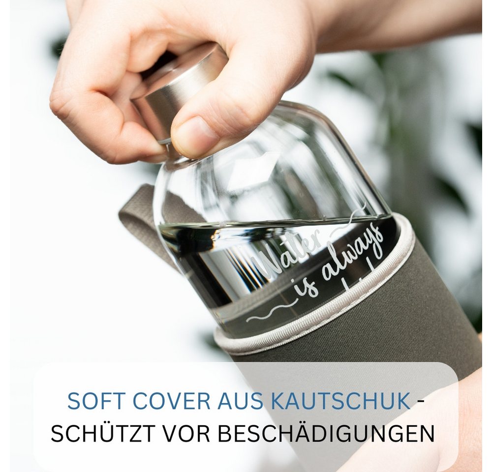 WESTMARK Trinkflasche aus Glas mit Aufdruck, inkl. Schutzhülle, 550 ml, Viva Bild 3