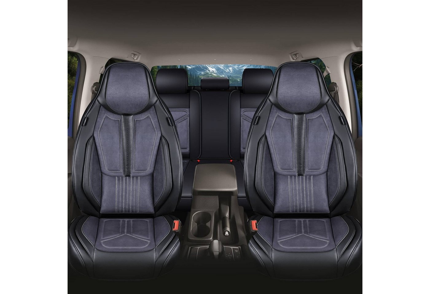 BREMER SITZBEZÜGE Autositzbezug für Mercedes E-Klasse Bj 2009-16 (FS1), Set, 2-tlg., Komplettset Vorne und Hinten, in Schwarz/Grau Bild 2