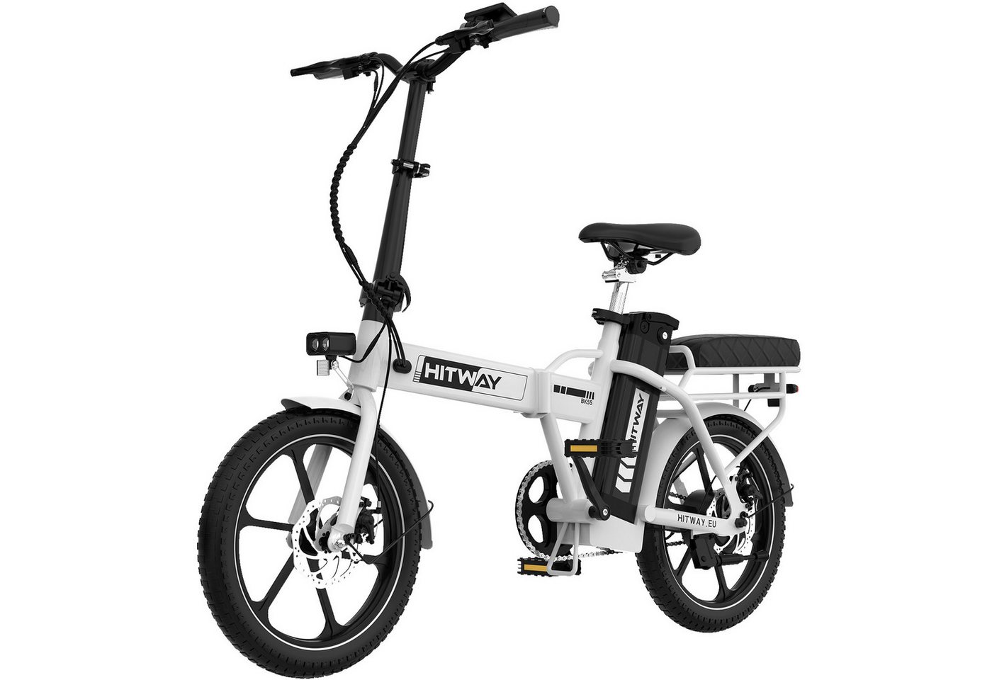 HITWAY E-Bike Cityrad Faltrad 16 Zoll, 468Wh Akku, bis 100 km Elektrofahrrad Pedelec, 1 Gang, Kettenschaltung, Heckmotor, 468 Wh, faltbares Citybike mit App & Gepäckträger Bild 5