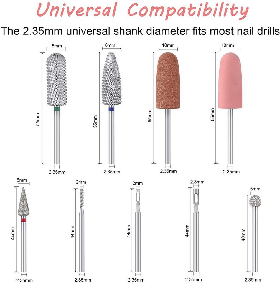 JCMaster Maniküre-Pediküre-Set, 9-tlg., Nagelfräser Gelnägel Aufsätze Bild 4