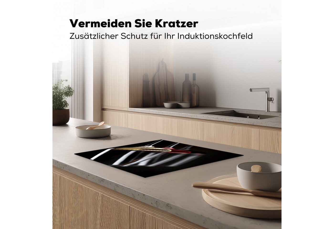 MuchoWow Herd-Abdeckplatte Weinglas - Wein - Alkohol, Vinyl, (1 tlg), Ceranfeldabdeckung Küche, Herdabdeckplatte Einteilig, 59x51 cm