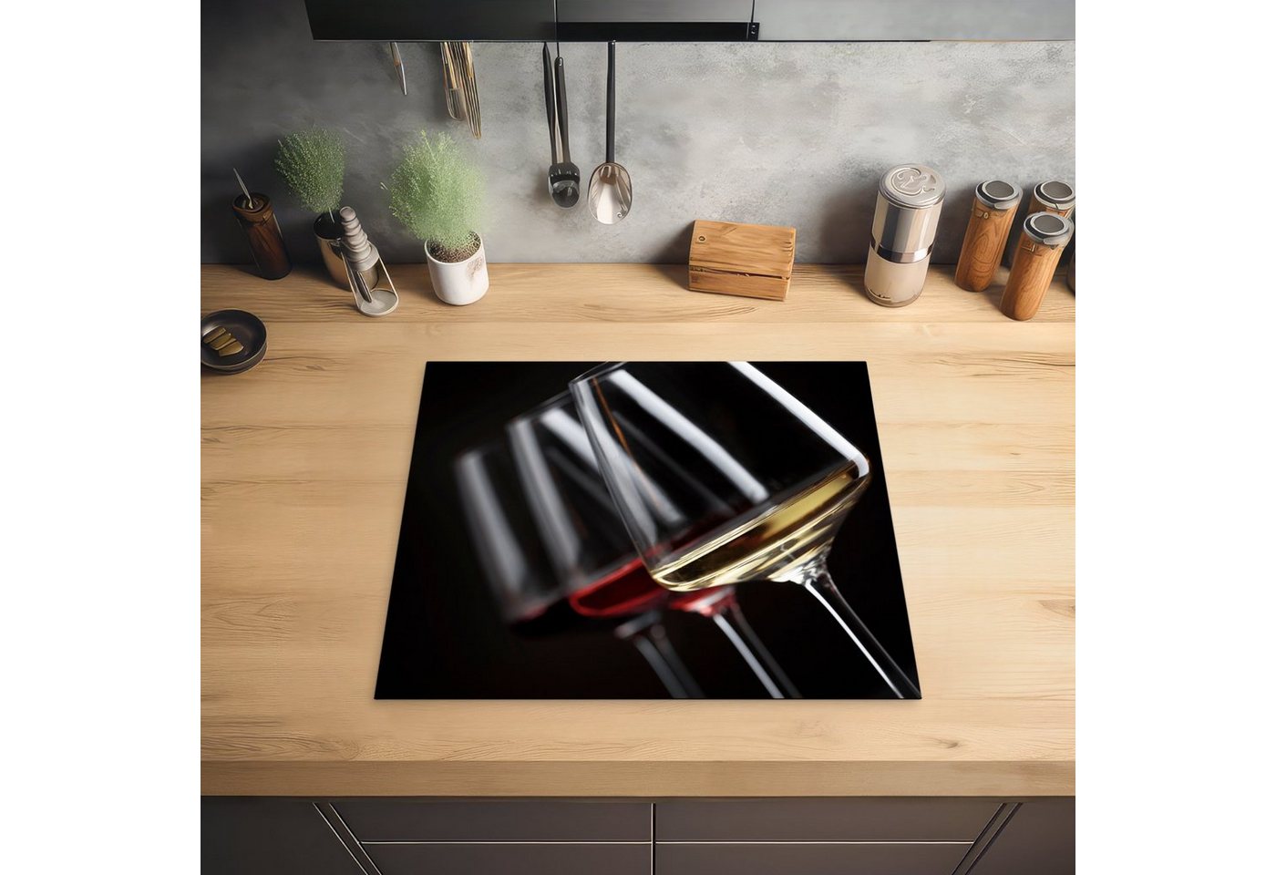 MuchoWow Herd-Abdeckplatte Weinglas - Wein - Alkohol, Vinyl, (1 tlg), Ceranfeldabdeckung Küche, Herdabdeckplatte Einteilig, 59x51 cm Bild 5