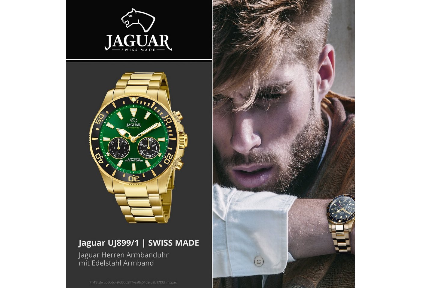 JAGUAR Multifunktionsuhr Jaguar Herrenuhr Edelstahl gold Jaguar, (Multifunktionsuhr), Herren Armbanduhr rund, Edelstahlarmband gold Bild 5