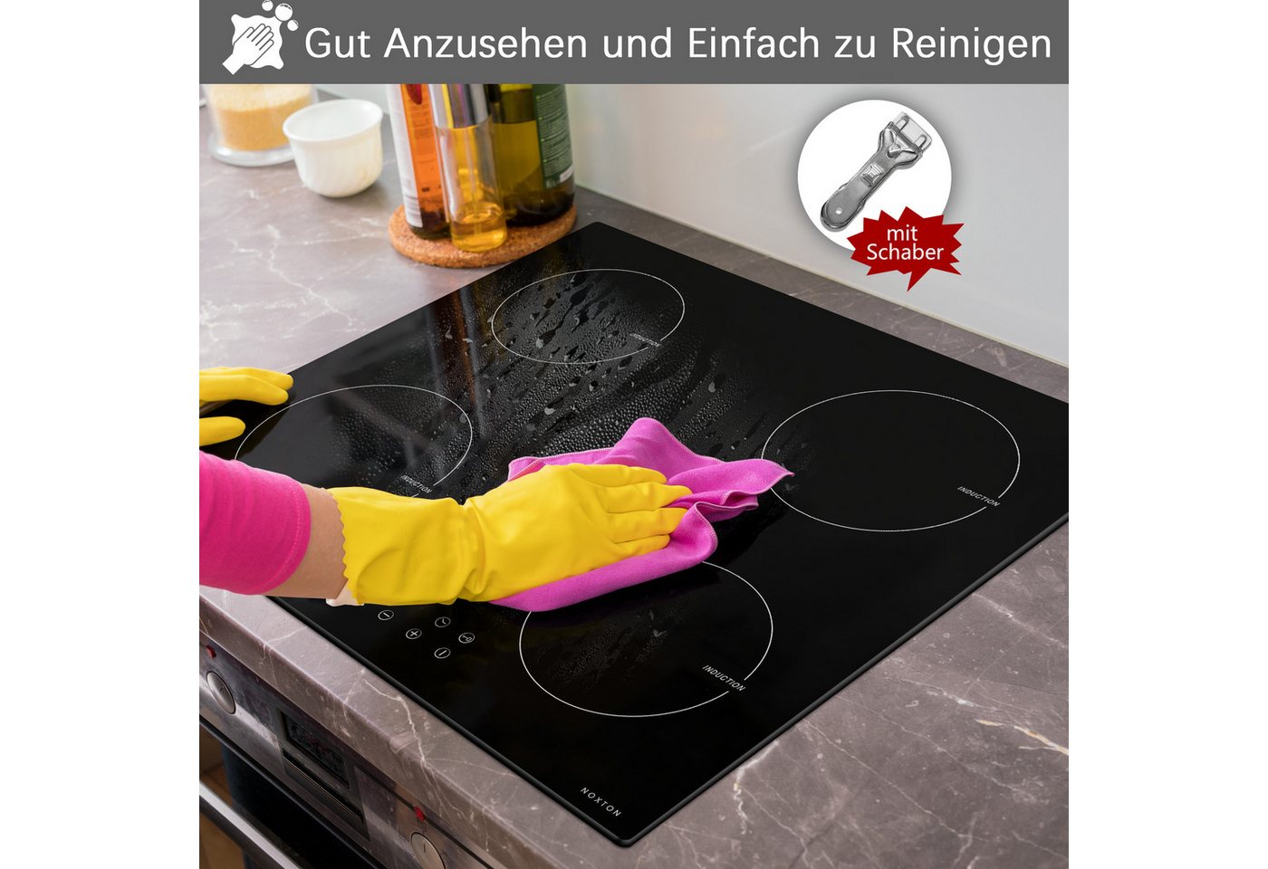 NOXTON Induktions-Kochfeld, 3500 W, 9 Stufen, Touch-Bedienung, Abschaltautomatik Bild 3