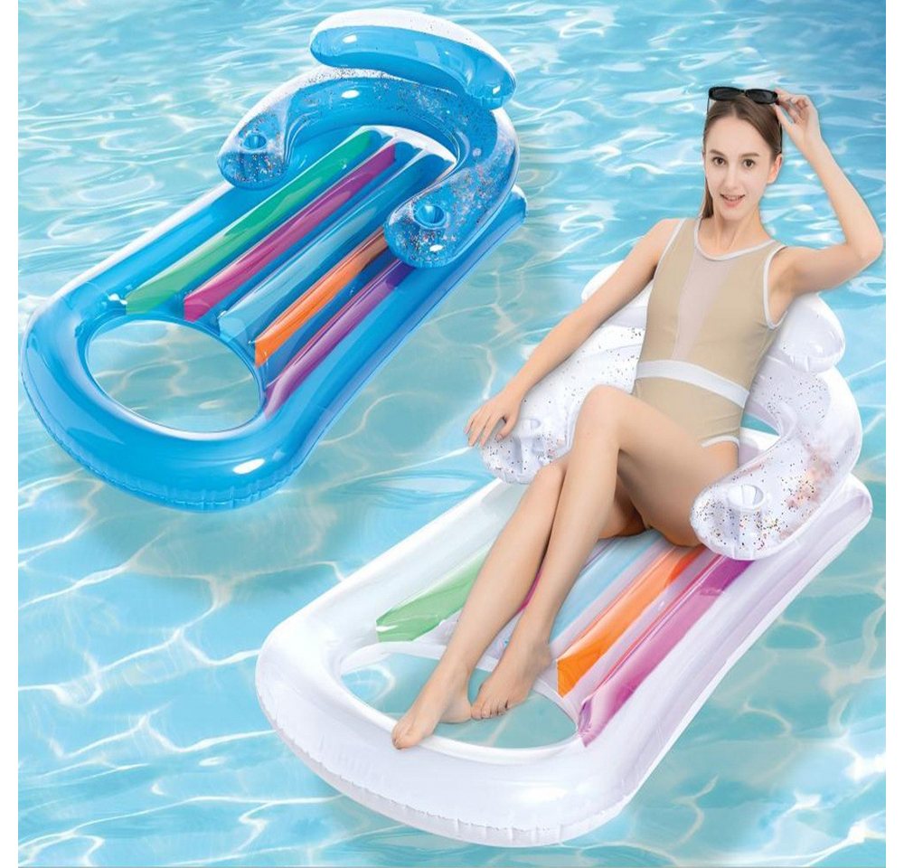 SIKAINI Luftmatratze Aufblasbare Luftmatratze mit Rückenlehne, (Leicht & tragbar – ideal für unterwegs), Farbenfrohes Streifendesign mit Glitzereffekt Bild 3