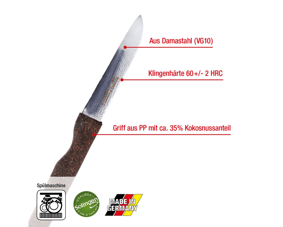 EUROHOME Universalmesser Gemüsemesser aus Damaststahl - sehr scharf und exakt, (1 St., Schälmesser 18 cm lang), Damaststahl Küchenmesser - Gemüsemesser scharf Bild 4