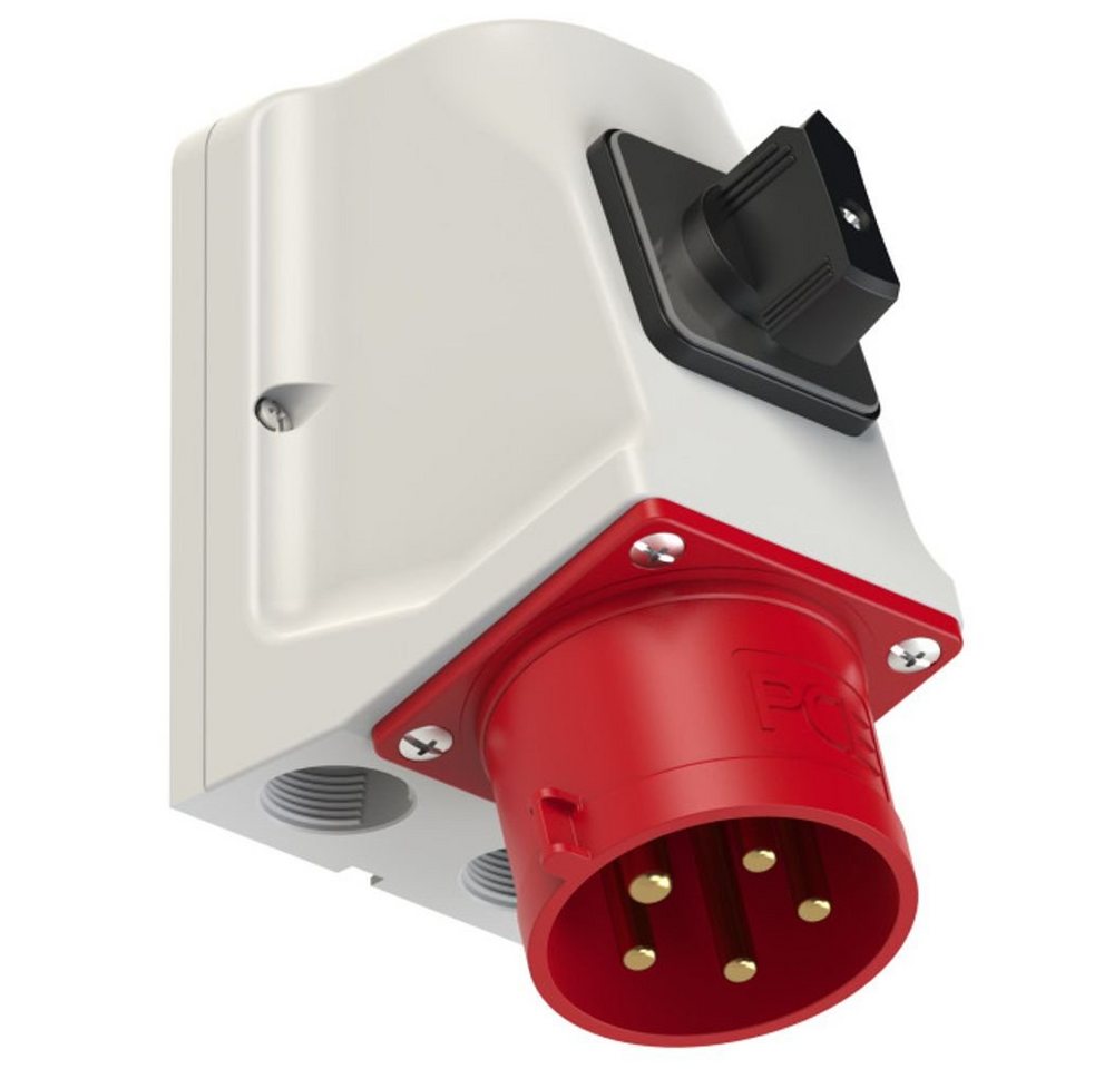 PCE PCE CEE-Wandgerätestecker 32A 5p 6h IP44 mit Schalter Elektro-Kabel, CEE-Wandgerätestecker 32A 5p 6h IP44 mit Schalter