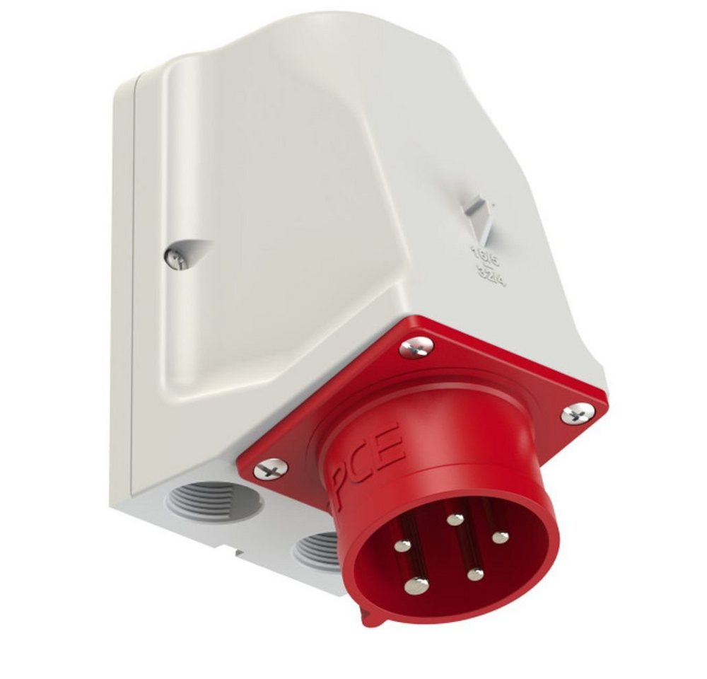 PCE PCE CEE-Wandgerätestecker 32A 5p 6h IP44 mit Schalter Elektro-Kabel, CEE-Wandgerätestecker 32A 5p 6h IP44 mit Schalter Bild 2