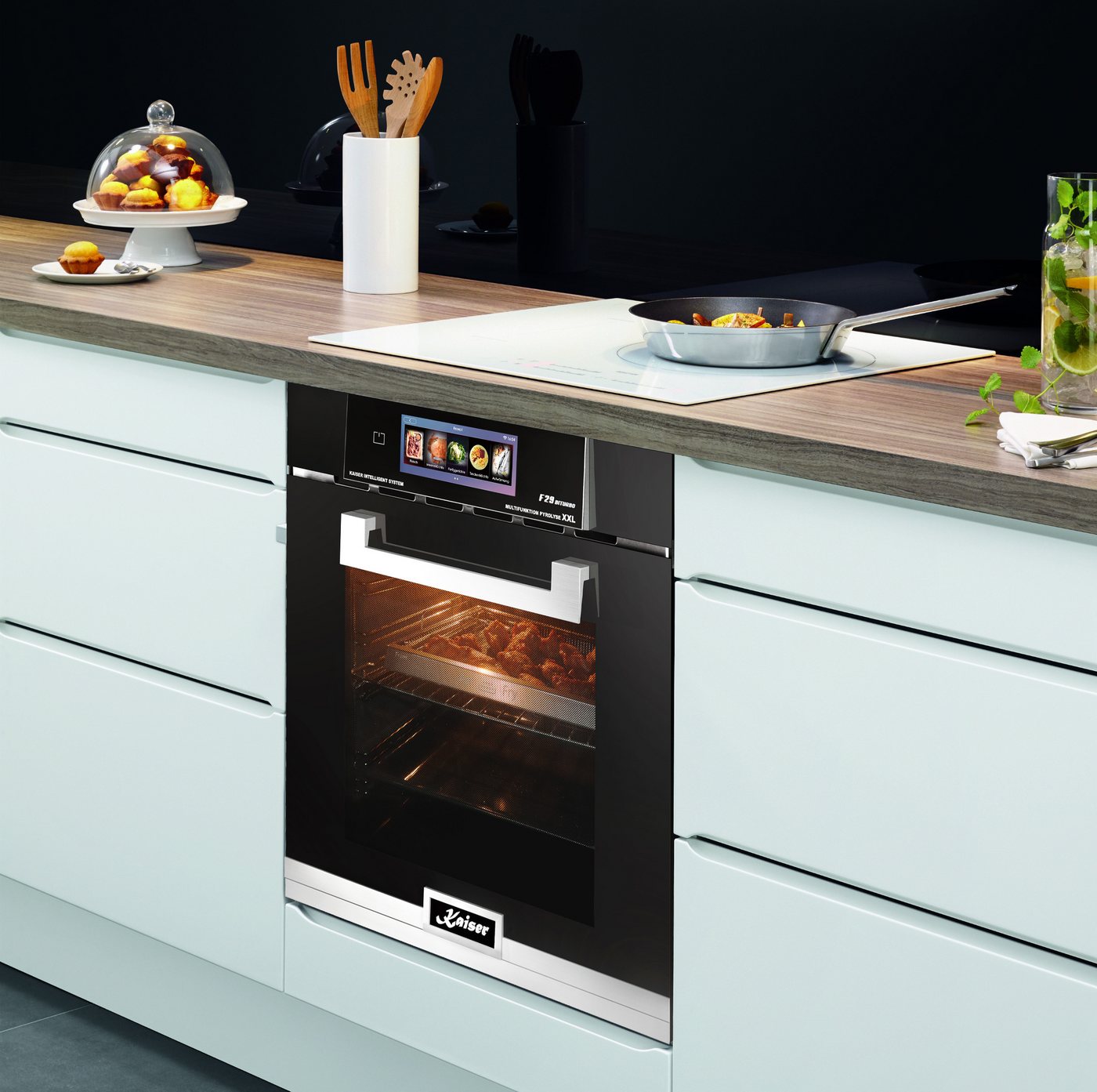 Kaiser Küchengeräte Einbaubackofen Multifunktions-Elektro-Backofen mit Pyrolyse und Dampfreinigung, TFT Display, 60cm, 86L,Air Fry EH 6344 N, mit 1-fach-Teleskopauszug, Pyrolytische Selbstreinigung, Dampfreinigung Bild 5
