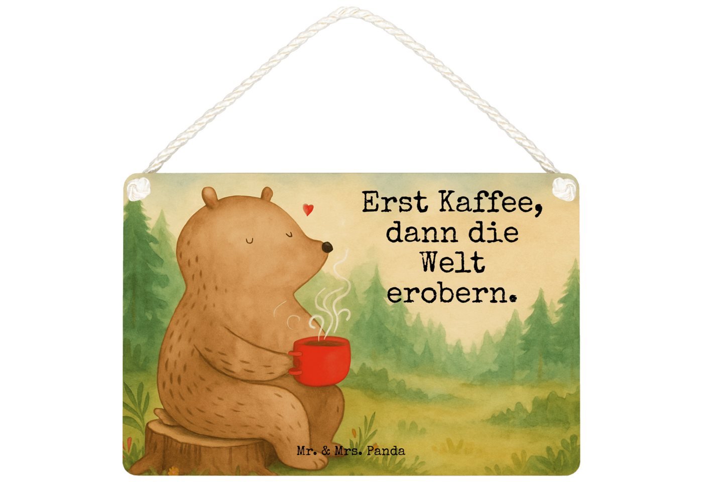 Mr. & Mrs. Panda Hinweisschild Bär Kaffee Design, Schild DIN A6, Weiß, Bären, Wandbild Holz, Teddy, (Packung), wandhänger Coffee holzbild Bild 2
