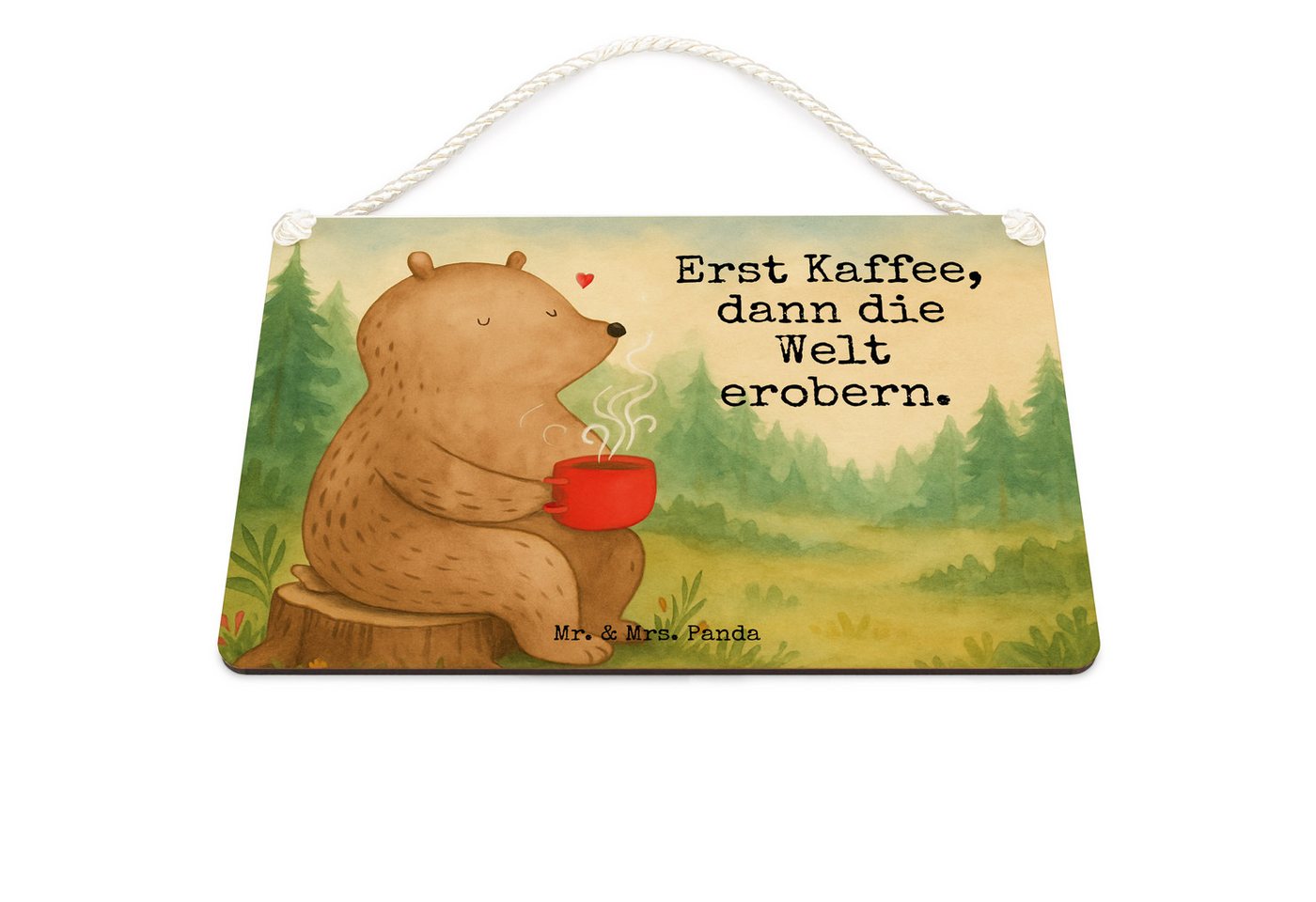 Mr. & Mrs. Panda Hinweisschild Bär Kaffee Design, Schild DIN A6, Weiß, Bären, Wandbild Holz, Teddy, (Packung), wandhänger Coffee holzbild Bild 4