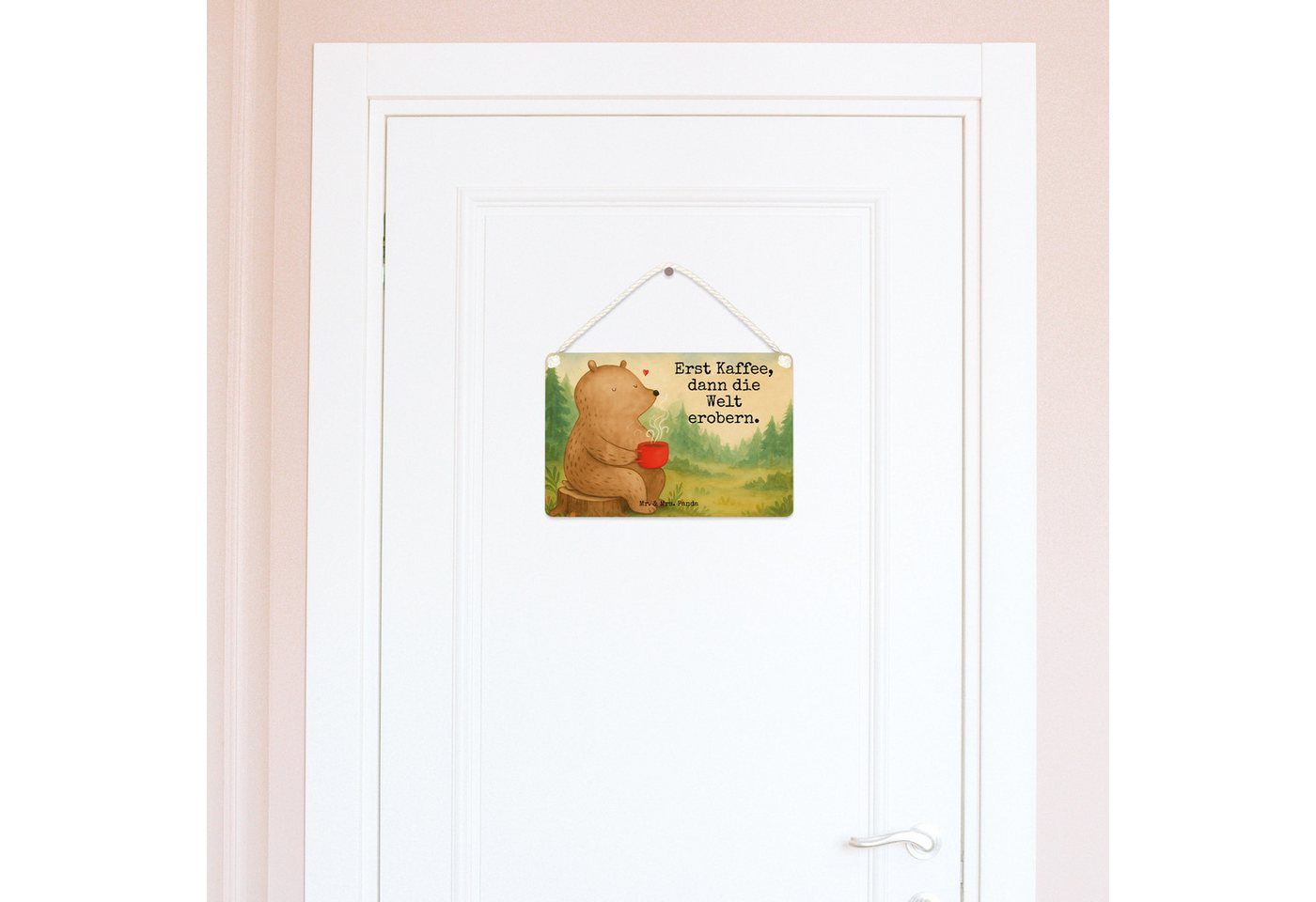 Mr. & Mrs. Panda Hinweisschild Bär Kaffee Design, Schild DIN A6, Weiß, Bären, Wandbild Holz, Teddy, (Packung), wandhänger Coffee holzbild Bild 5