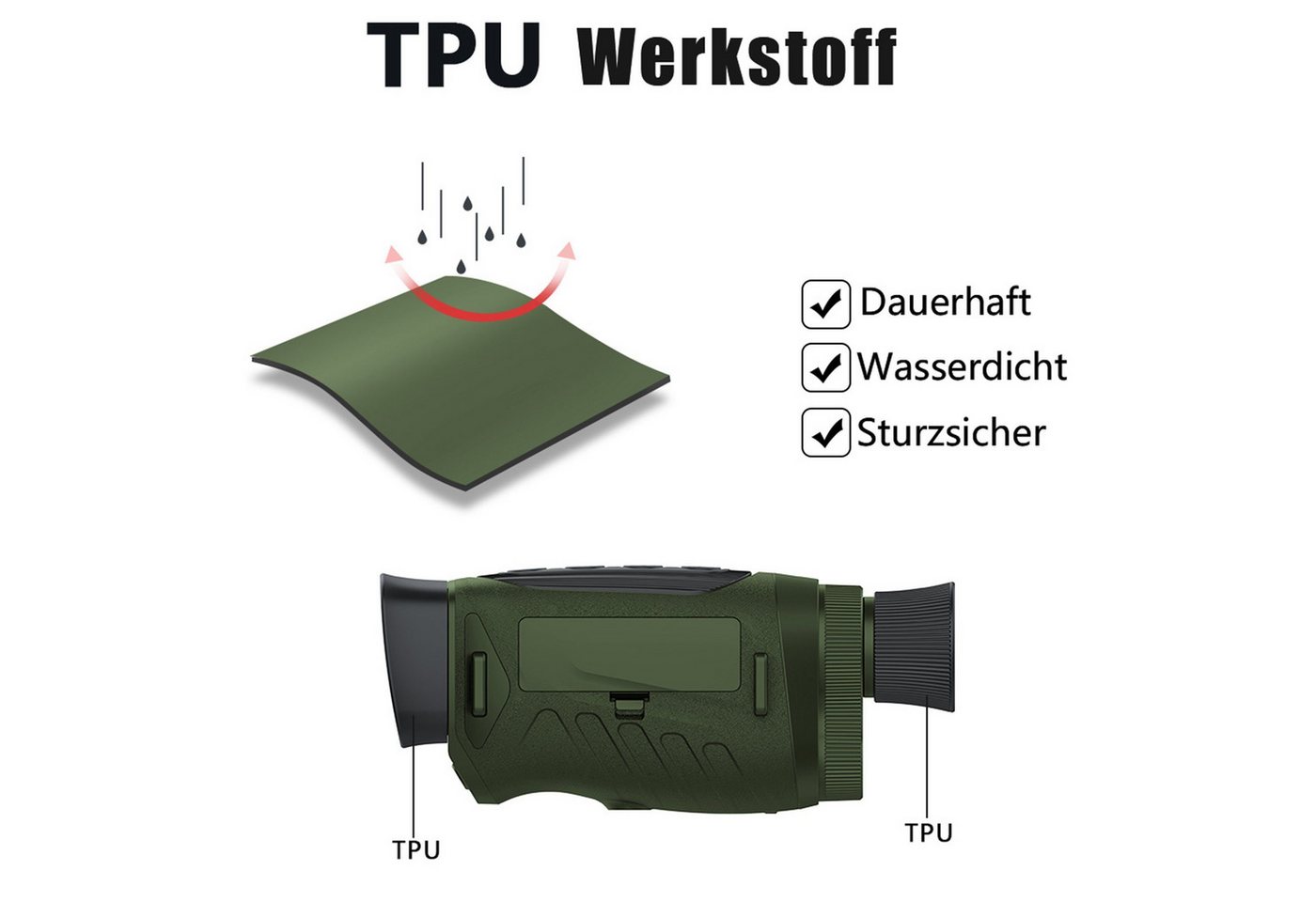 feinlux Nachtsichtgerät Monokular Nachtsicht,HD Vogelbeobachtung Fernglas (3-stufiges Infrarotlicht, Langlebig Wasserdicht Stoßfest) Bild 5