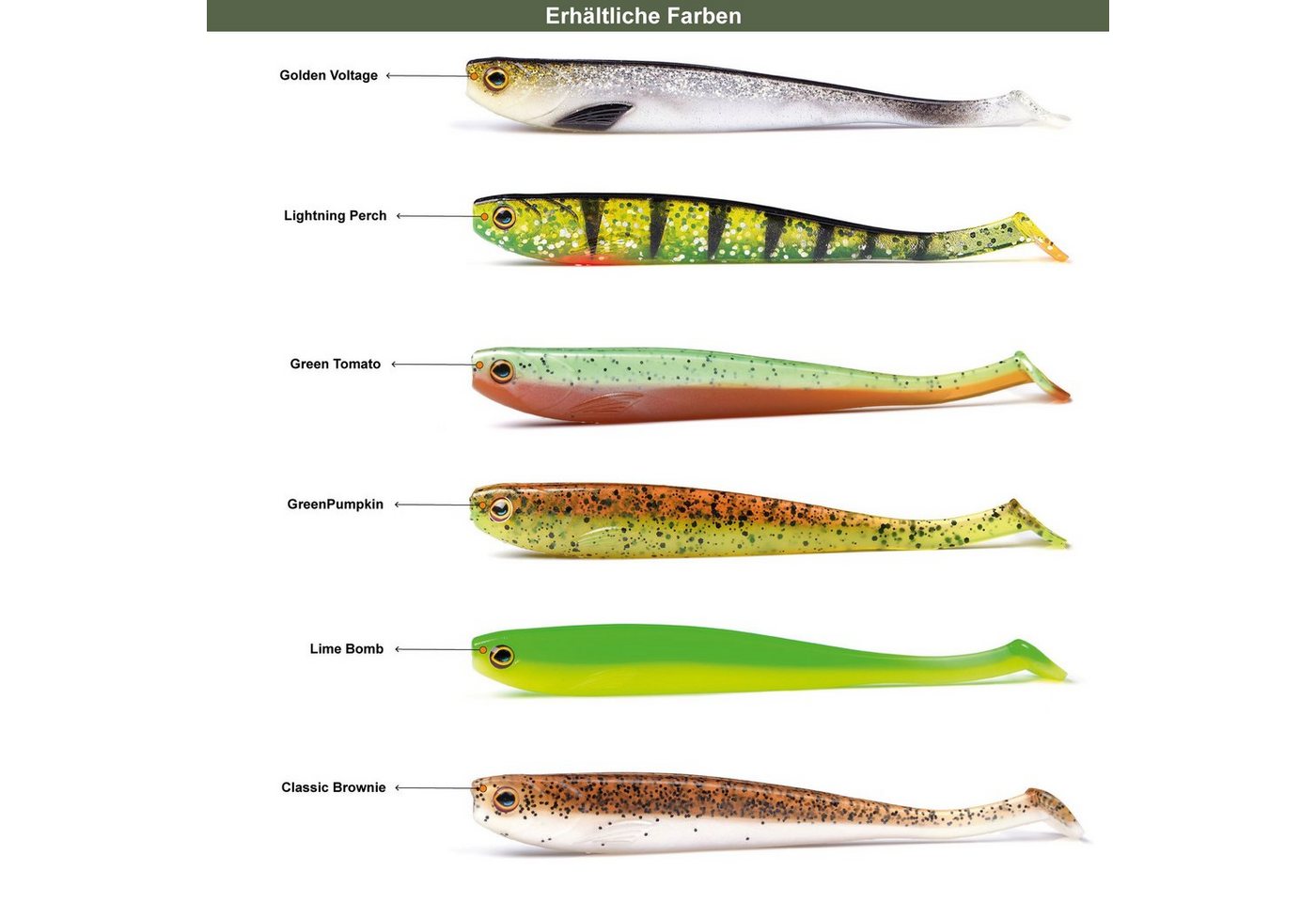 Zite Kunstköder Gummifische Zander Set - Softbait Angelköder Lightning Perch UV-Aktiv Bild 2