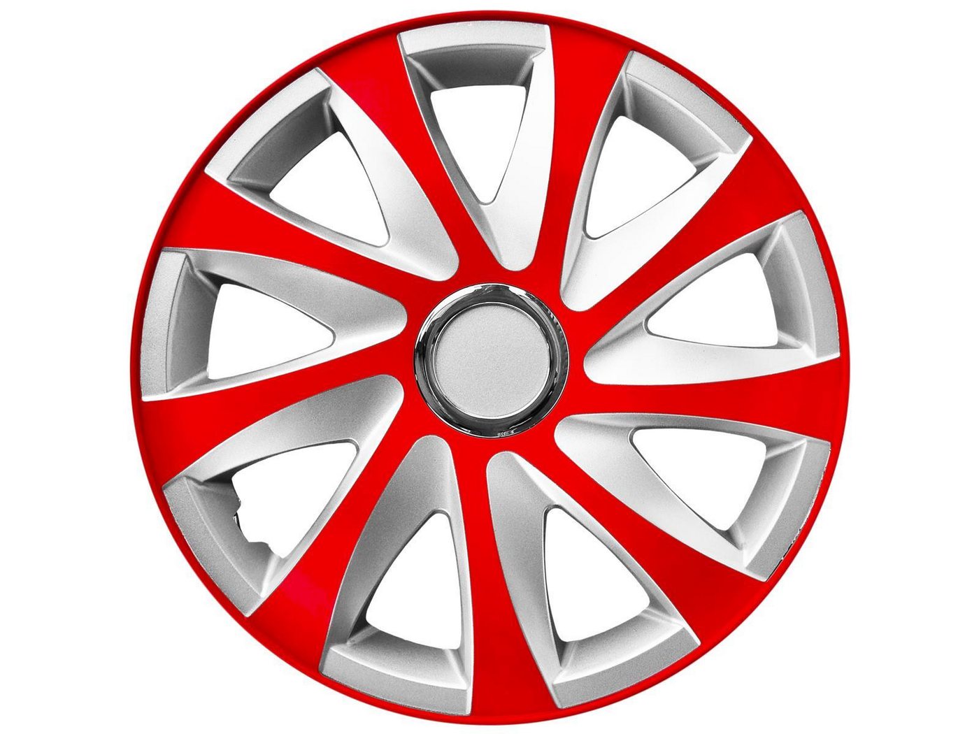 NRM Radkappe DRIFT Extra 14 Zoll in Rot/Silber, 14 in Zoll, (4-St) Radzierblenden für Zweifarbige Radkappen Satz 4er Set 14