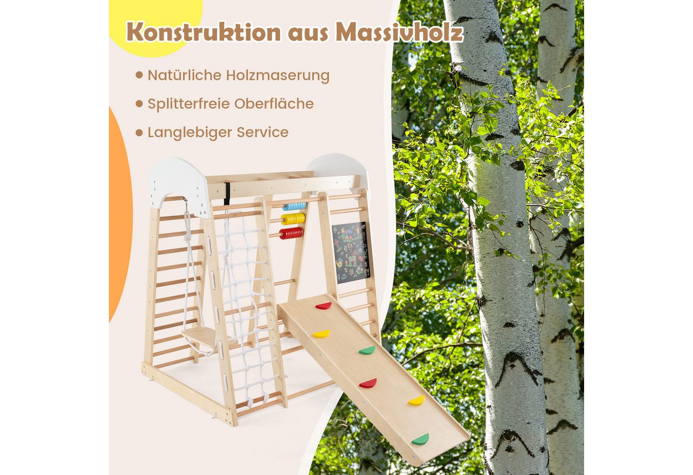 COSTWAY Klettergerüst, 8in1 Kletterdreieck & Kletternetz, Kinder Spielplatz Bild 4