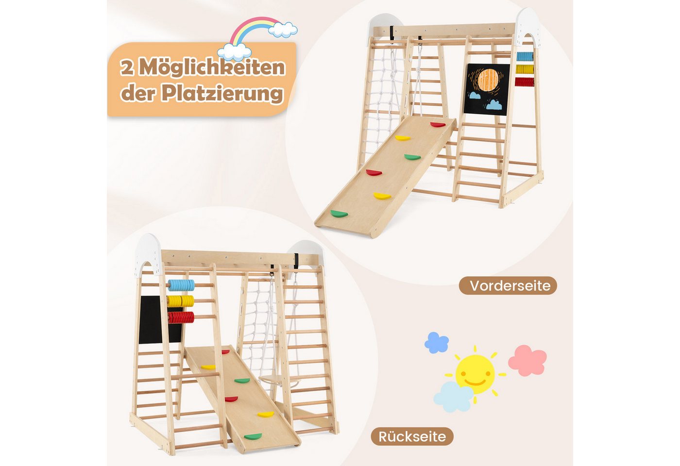 COSTWAY Klettergerüst, 8in1 Kletterdreieck & Kletternetz, Kinder Spielplatz Bild 5