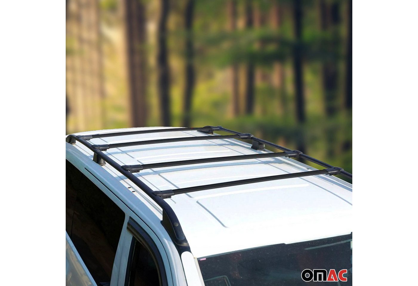 OMAC Dachträger Gepäckträger für Ford Transit 2014-2019 Relingträger Alu Schwarz 4x (4-St), Wasserbeständig,Abnehmbar,Multifunktional,Leichtgewichtig Bild 2