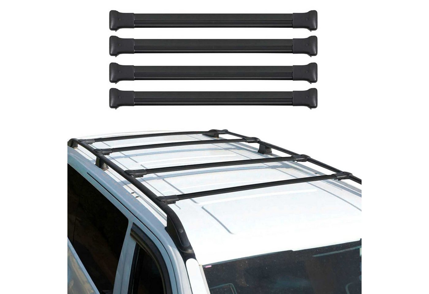 OMAC Dachträger Gepäckträger für Ford Transit 2014-2019 Relingträger Alu Schwarz 4x (4-St), Wasserbeständig,Abnehmbar,Multifunktional,Leichtgewichtig Bild 3
