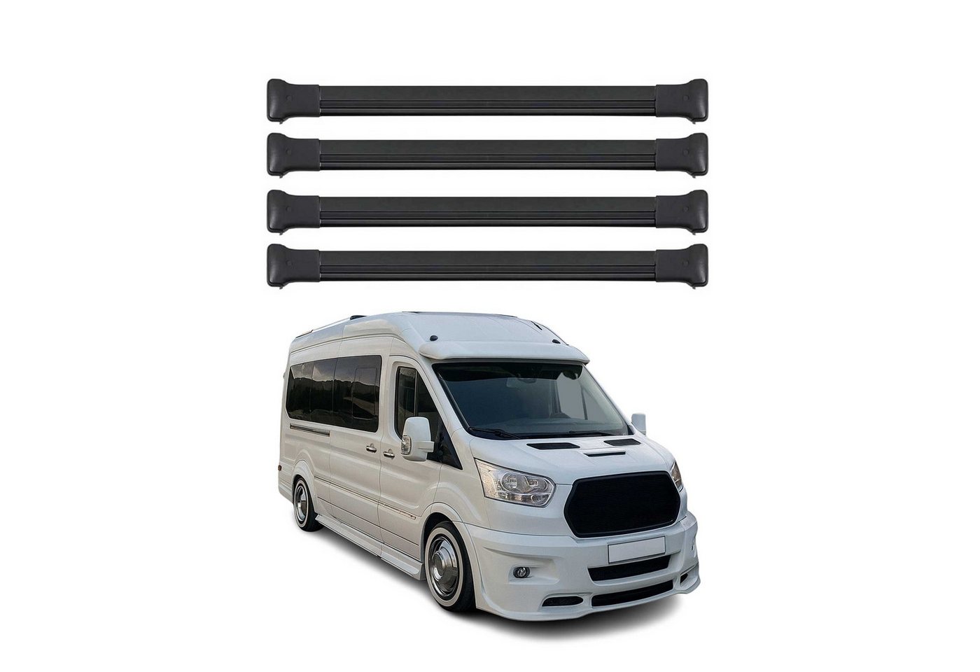 OMAC Dachträger Gepäckträger für Ford Transit 2014-2019 Relingträger Alu Schwarz 4x (4-St), Wasserbeständig,Abnehmbar,Multifunktional,Leichtgewichtig Bild 5