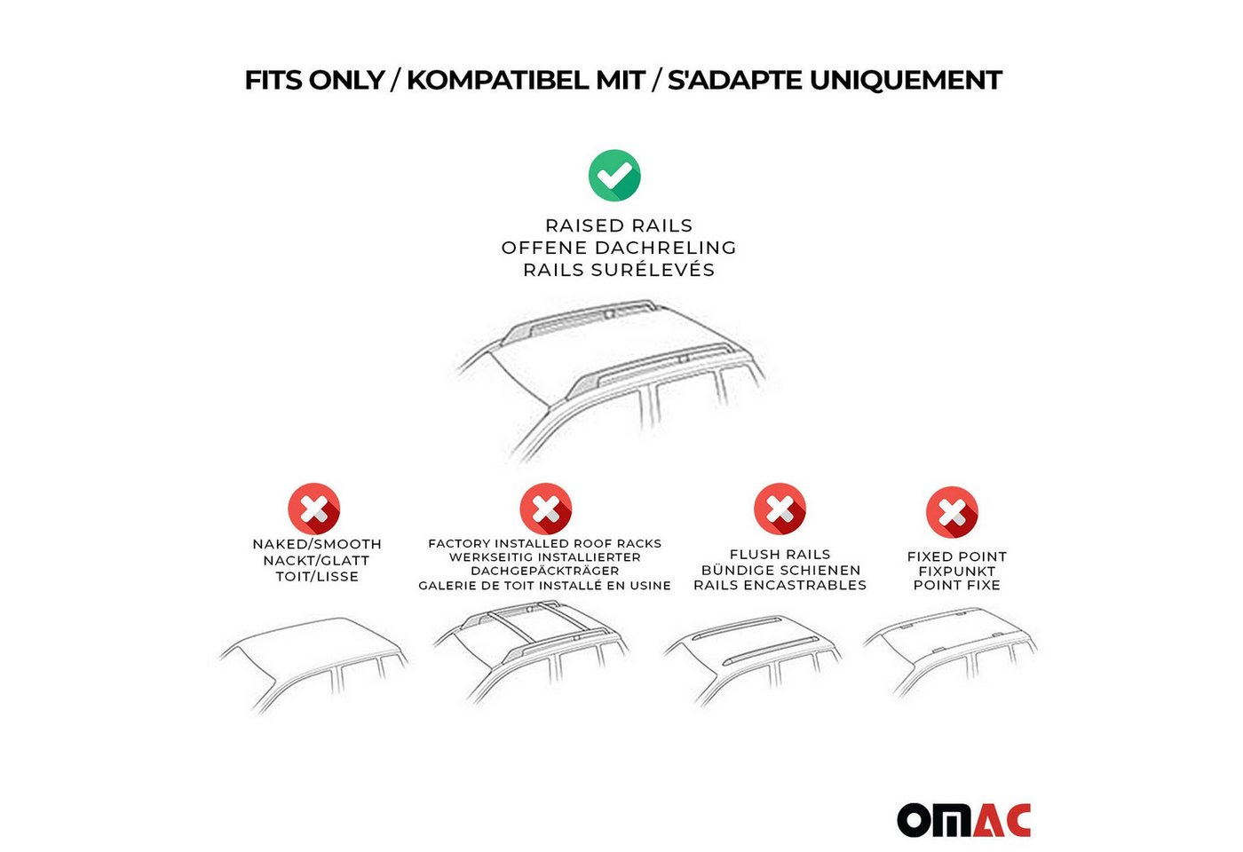 OMAC Dachträger für Skoda Octavia Combi 2012-2025 Gepäckträger Grundträger Alu Silber (2-St), Wasserbeständig,Abnehmbar,Multifunktional,Leichtgewichtig Bild 2