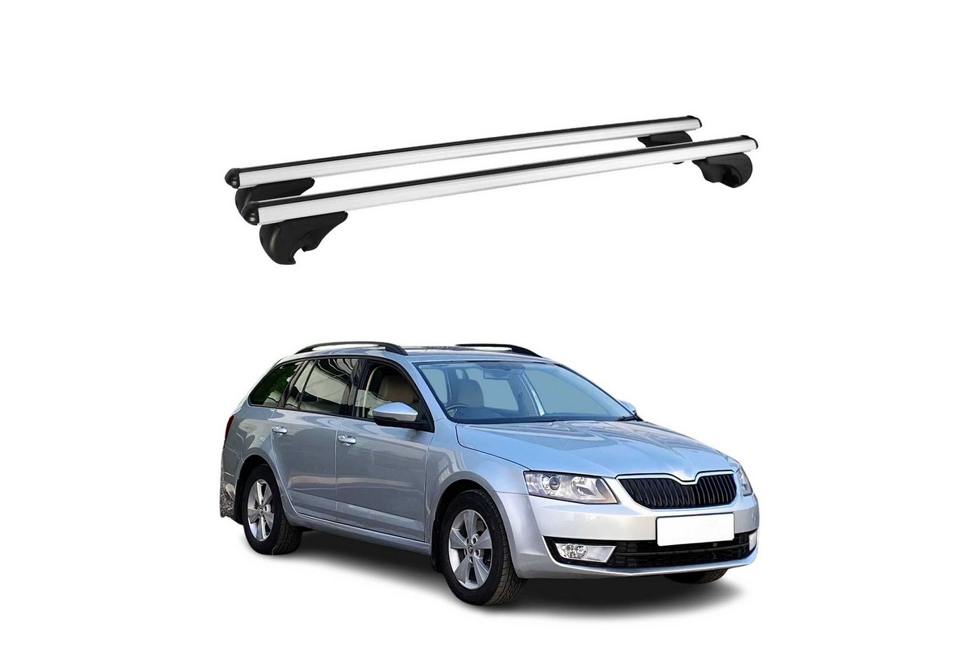 OMAC Dachträger für Skoda Octavia Combi 2012-2025 Gepäckträger Grundträger Alu Silber (2-St), Wasserbeständig,Abnehmbar,Multifunktional,Leichtgewichtig Bild 4