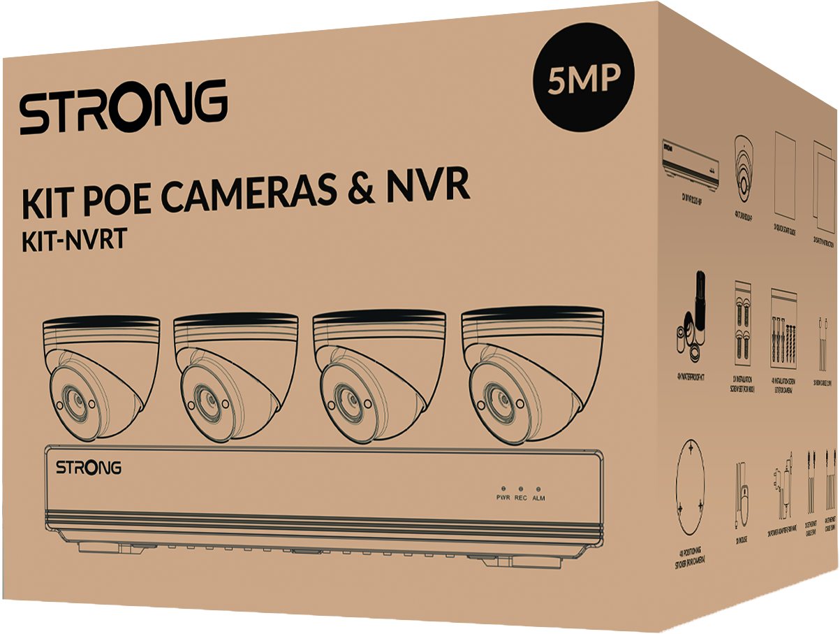 Strong Überwachungskamera - KIT-NVRT NVR-System 12-Kanal 4x FHD PoE Kameras (Innenbereich, Außenbereich, Überwachungssystem, NVR-System mit 12-Kanal Netzwerkrekorder und 4 Kameras, 4 Full-HD Kameras mit Nachtsichtfunktion) Bild 4