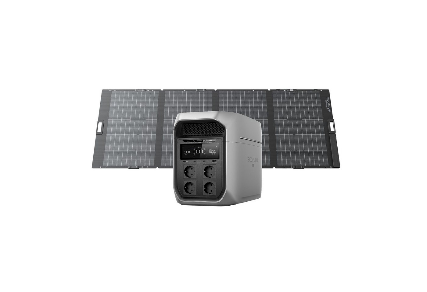 Ecoflow ECOFLOW Delta 3 Max Plus tragbare Powerstation 2 048 Wh Powerstation 3 000 W AC-Ausgang 0–80% Ladung in 47 Min, erweiterbar auf 10 kWh, LiFePO4 Batterie, 10 ms USV-Backup
