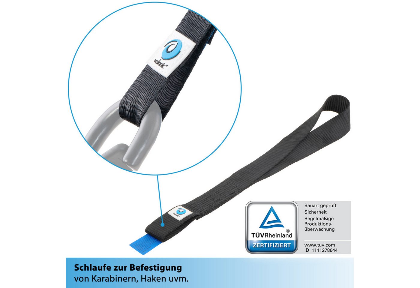 valonic Spanngurt valonic CONDOR Zurrschlaufen 1750 kg 2 x 45cm Motorrad Quad ATV (2er Set, 2er Pack Zurrschlaufen 45cm, 1750Kg) extra starke Rundschlingen, Bandschlingen, Doppelschlaufen