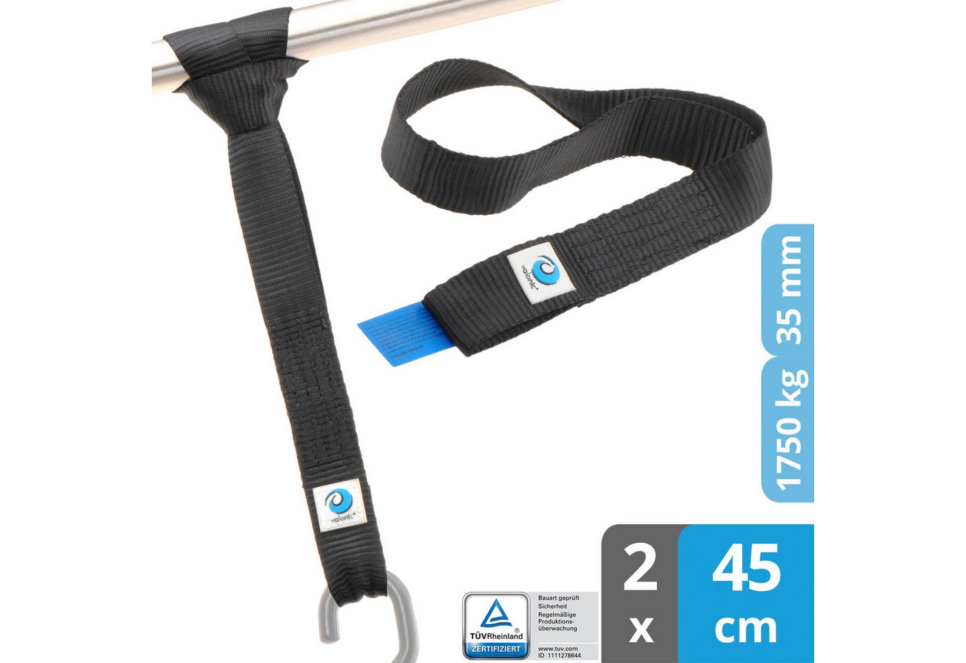 valonic Spanngurt valonic CONDOR Zurrschlaufen 1750 kg 2 x 45cm Motorrad Quad ATV (2er Set, 2er Pack Zurrschlaufen 45cm, 1750Kg) extra starke Rundschlingen, Bandschlingen, Doppelschlaufen Bild 4