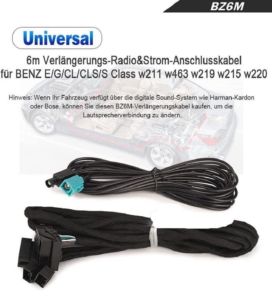GABITECH Strom Verlängerungskabel 6m für Mercedes Benz E/G/CL/CLS/S Navigations-Kabel Bild 5