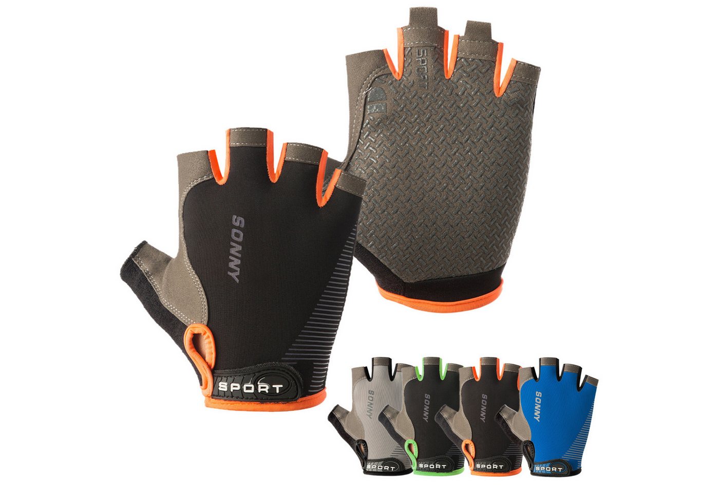 BTTO Hsch. Fahrradhandschuhe Fingerlose Handschuhe Eisseide, Silikon Rutschfeste Fahrradhandschuhe mit Klettverschluss für Motorrad Camping Wandern Bergsteigen Bild 3