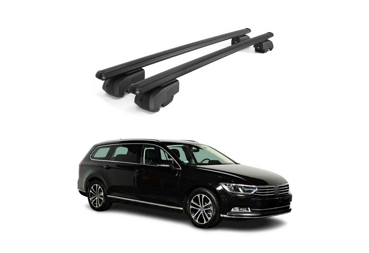 OMAC Dachträger für VW Passat B8 Variant 2015-2019 Grundträger Alu ABE Schwarz 2x (2-St), Wasserbeständig,Abnehmbar,Multifunktional,Leichtgewichtig Bild 2