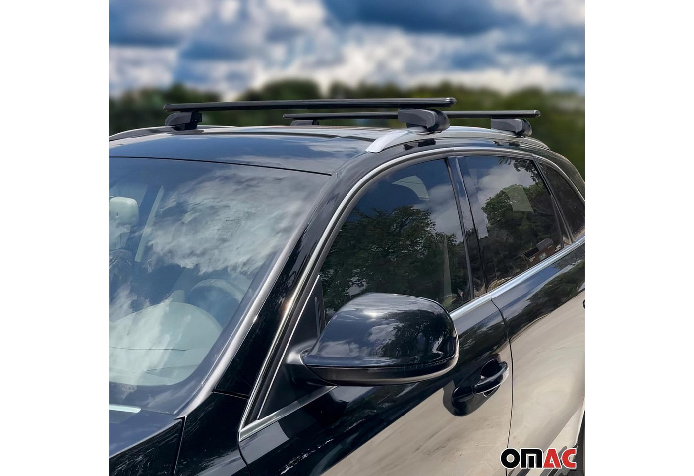 OMAC Dachträger für VW Passat B8 Variant 2015-2019 Grundträger Alu ABE Schwarz 2x (2-St), Wasserbeständig,Abnehmbar,Multifunktional,Leichtgewichtig Bild 3