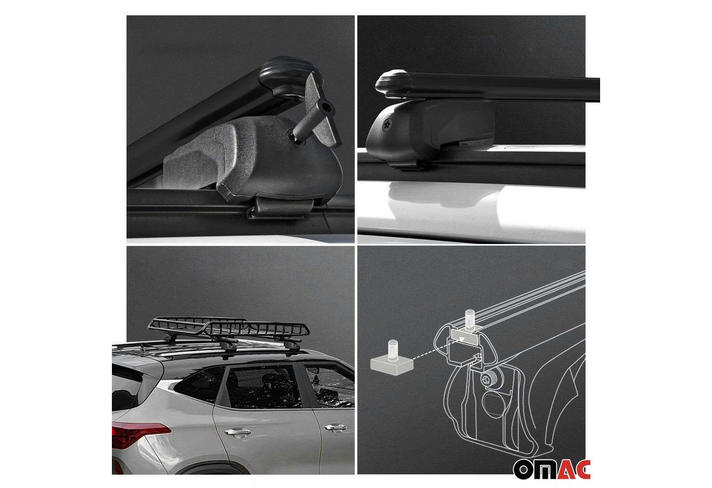OMAC Dachträger für VW Passat B8 Variant 2015-2019 Grundträger Alu ABE Schwarz 2x (2-St), Wasserbeständig,Abnehmbar,Multifunktional,Leichtgewichtig Bild 4