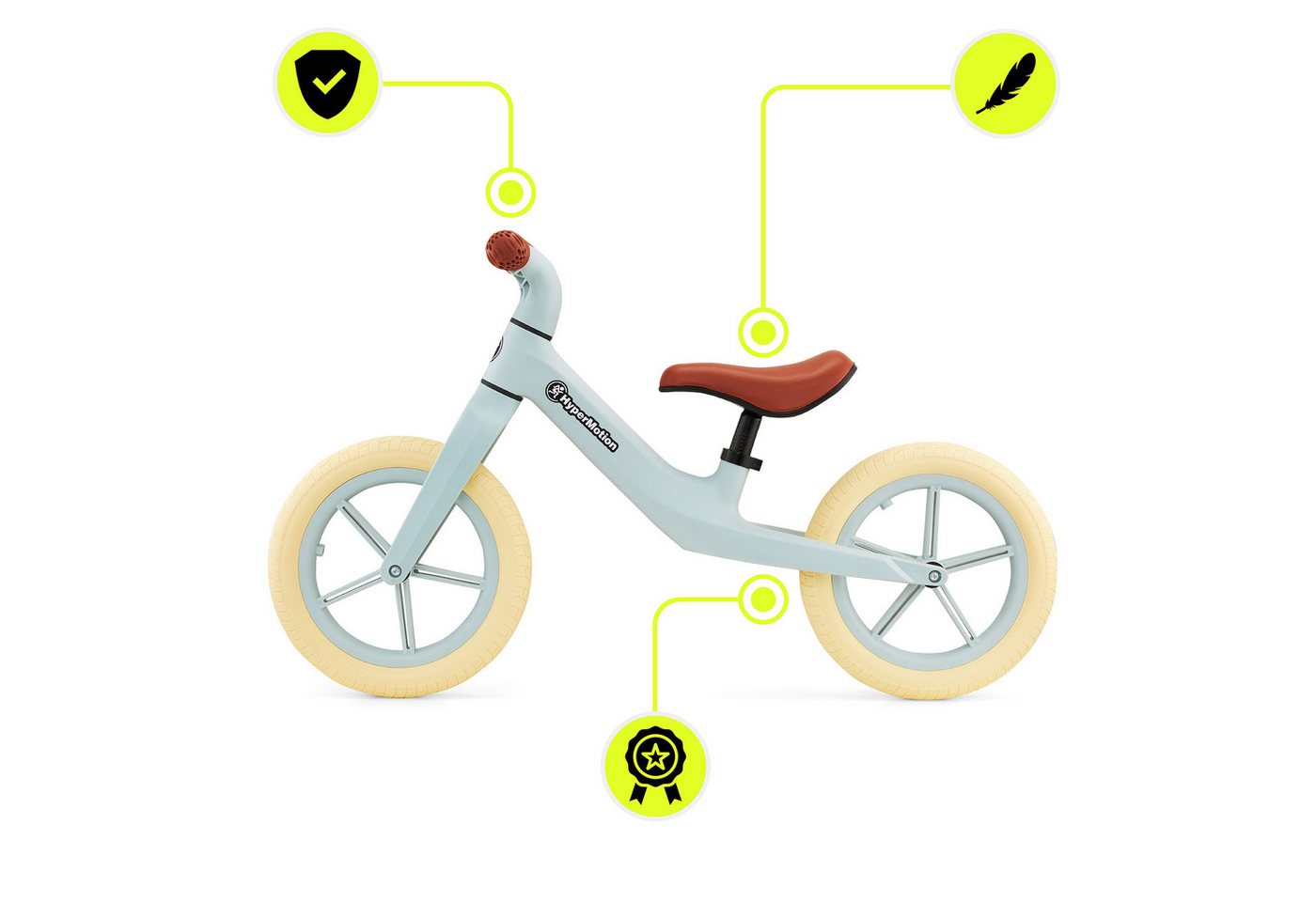 HyperMotion Balance Scooter Kinderlaufrad Marcelo – Retro-Design, Höhenverstellbar, Pannensicher, 0 km/h Bild 3