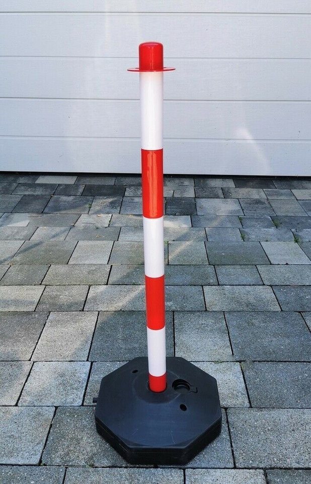 BruKa Absperrpfosten 4 Stück Flexible Absperrpfosten mit 10 Meter Kette Kunststoff (4-tlg), Pfosten Poller Absperrkette Absperrung
