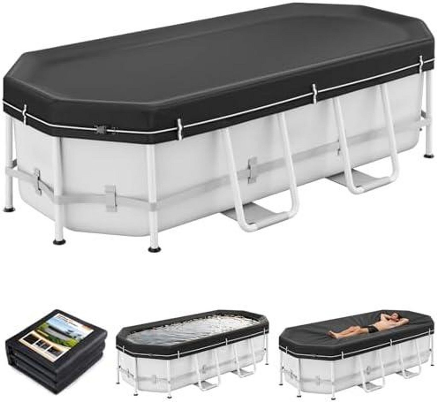 FELIXLEO Pool-Abdeckplane Poolabdeckung Rechteckig 640x360cm Solarplane Winter Abdeckplane Pool (1-St)