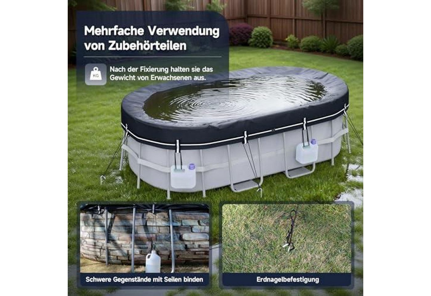 FELIXLEO Pool-Abdeckplane Poolabdeckung Rechteckig 640x360cm Solarplane Winter Abdeckplane Pool (1-St) Bild 2