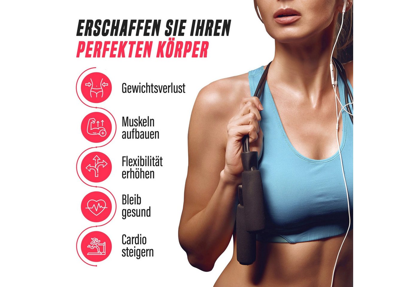 Sport-Knight® Springseil Springseil Schaumstoff, Länge 273cm, verstellbar & ergonomisch Bild 2